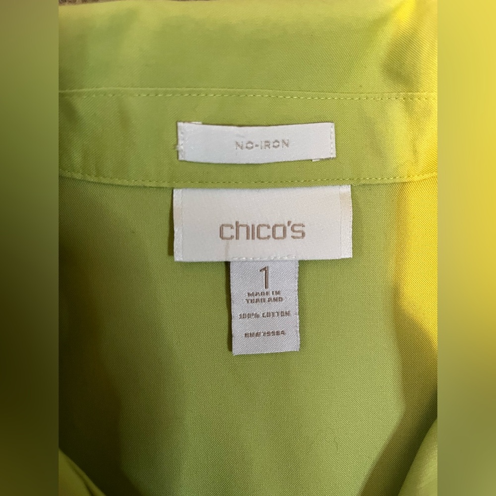 Chico’s No Iron Lime Green Button-Up Tunic size M - Picture 11 of 12